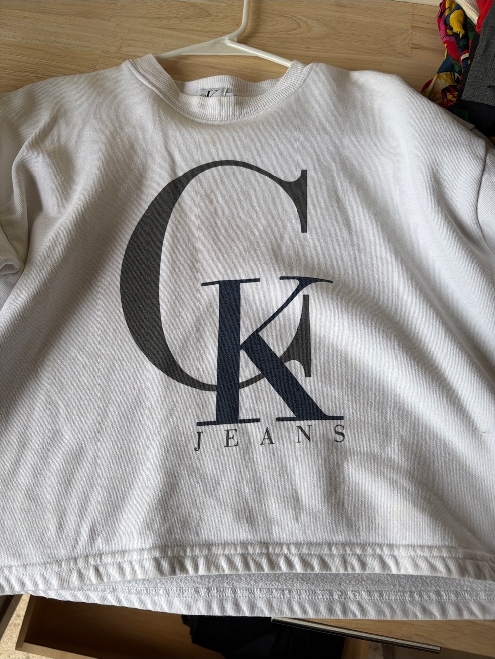 Calvin Klein Kids White Sweatshirt with Large CK Jeans Logo